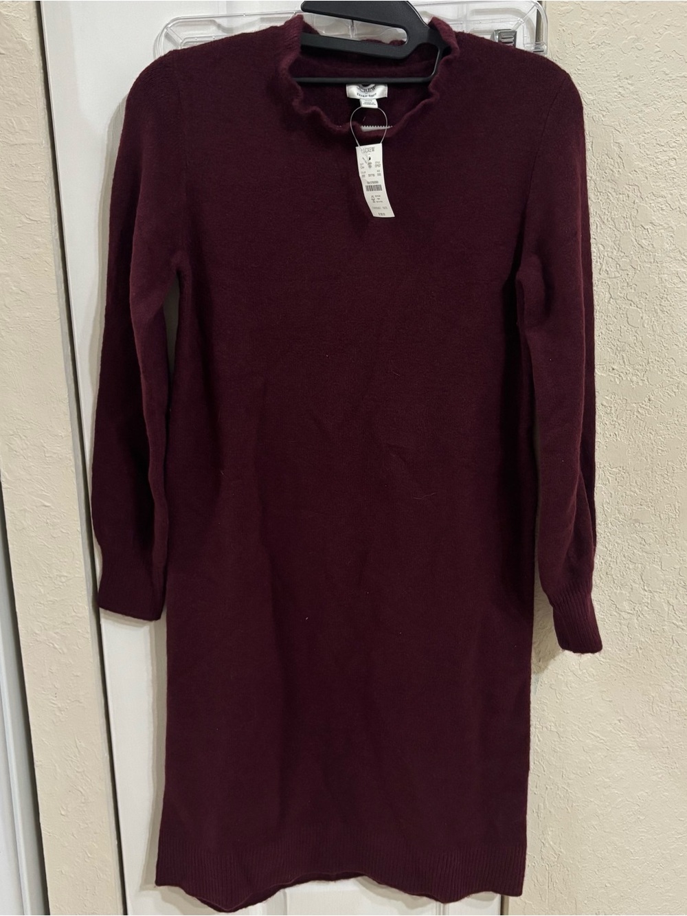 J.Crew Extra-Soft Burgundy Mock Neck Sweater Dress NWT - Size XXS (MSRP $138)
